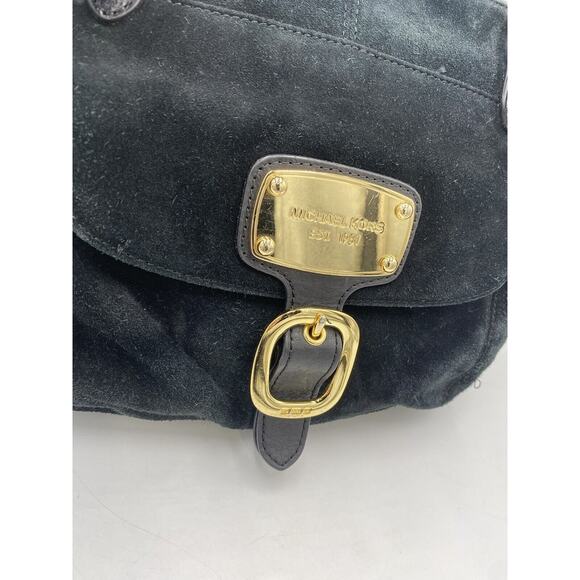 Auth. MICHAEL KORS Black Hudson Downtown Suede Shoulder Tote Bag E-1205‎ - Picture 2 of 9